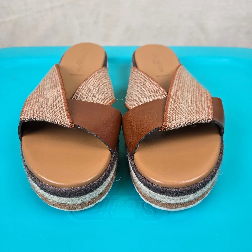 NR Rapisardi Firenze Espadrille Platform Sandals Women Tan Leather EU 41 US 10.5